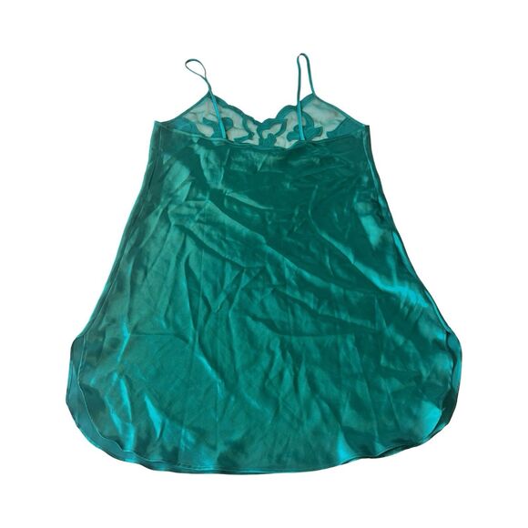 VTG VICTORIA'S SECRET Gold Label Emerald Green Chemise‎ M Slip Night Gown Dress - Picture 3 of 3